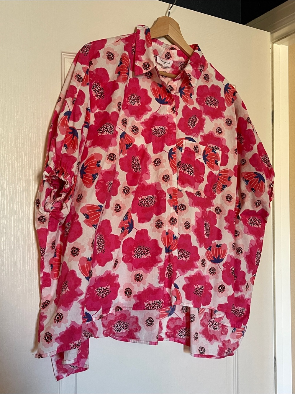 Bright Pink Floral Button-Down Shirt